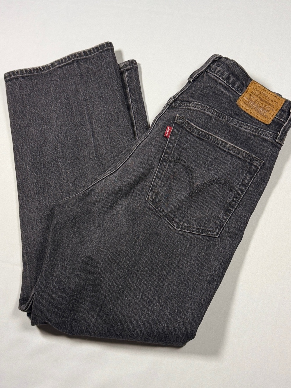 Levi’s Premium Ribcage Straight Ankle Jeans Washed Black Grey W29 L27 Size 29